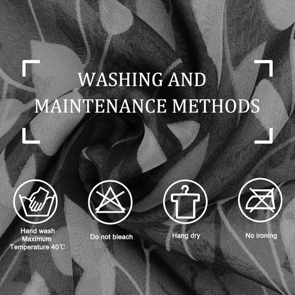 Women's Black+white Fashion Lightweight Head Scarf Floral Print Chiffon Scarves - Picture 2 of 6